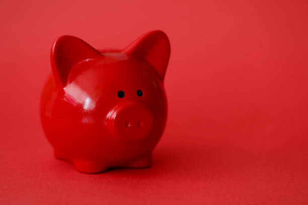 istock Red piggy box background. Fast banking credit 1174713046