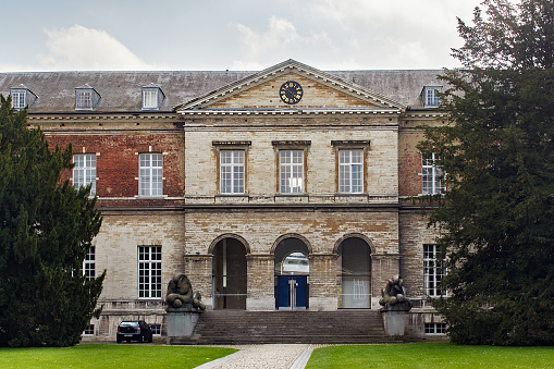 LEUVEN, BELGIUM - SEPTEMBER 05, 2014: Main entrance of the Pauscollege (Pope's College). The College is a dorm for students of the Catholic University.