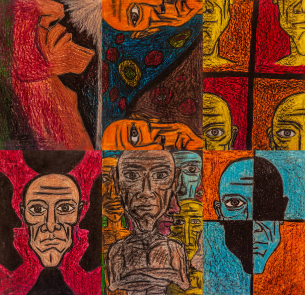 Heads. Author Jose Marinho Neto Jan.08.2017 Parnamirim/RN/Brazil. Technique, crayon.