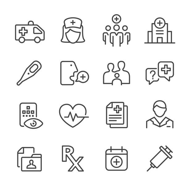 illustrazioni stock, clip art, cartoni animati e icone di tendenza di icona sanità e medicina - serie line - clinica medica