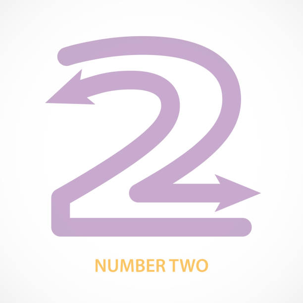 nummer zwei bei pfeilserie - countdown grafiken stock-grafiken, -clipart, -cartoons und -symbole