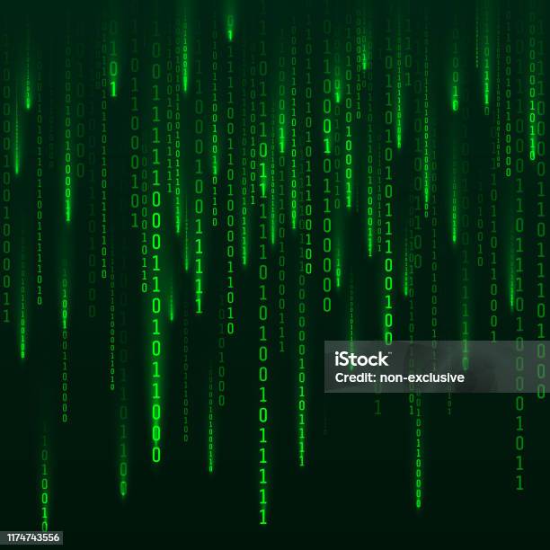 Magical Numbers Computer Scifi Background Binary Computer Code Green Digital Numbers Matrix Of ...