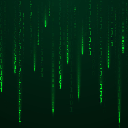 Random Code In Green Stream Of Binary Code Green Color Code Streams Glowing On Screen ...