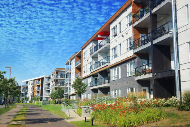 Multi-Condos Building Block with Bicycles Lane and Pedestrian Walkway