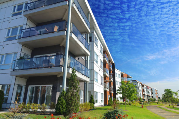 istock Large Multi-Condos Building Blocks with Bicycles Lane 1174752803