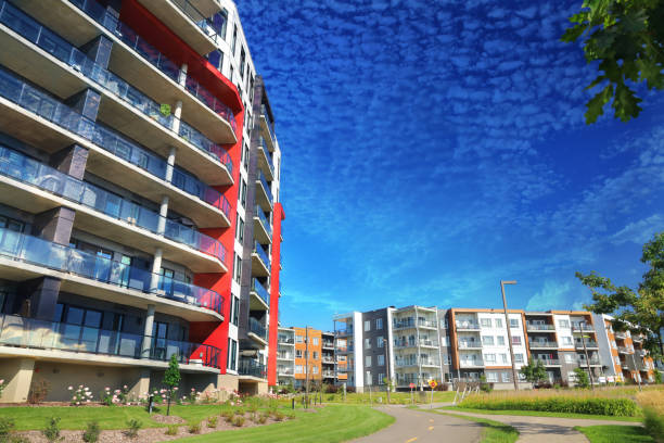 istock Large Multi-Condos Building Blocks with Bicycles Lane 1174752895