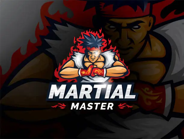 Vector illustration of Martial art master sport mascot concept