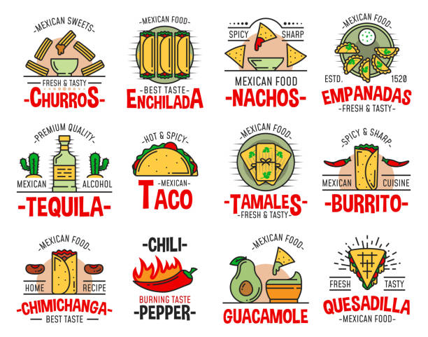 メキシコのファーストフードブリトー、ナチョス、テキーラ - quesadilla chicken mexican cuisine cheese点のイラスト素材／クリップアート素材／マンガ素材／アイコン素材