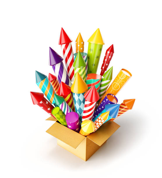 istock bright colorful fireworks rockets in a box. 1174759728