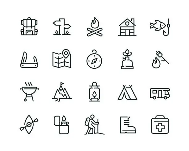 20  camping related icons design