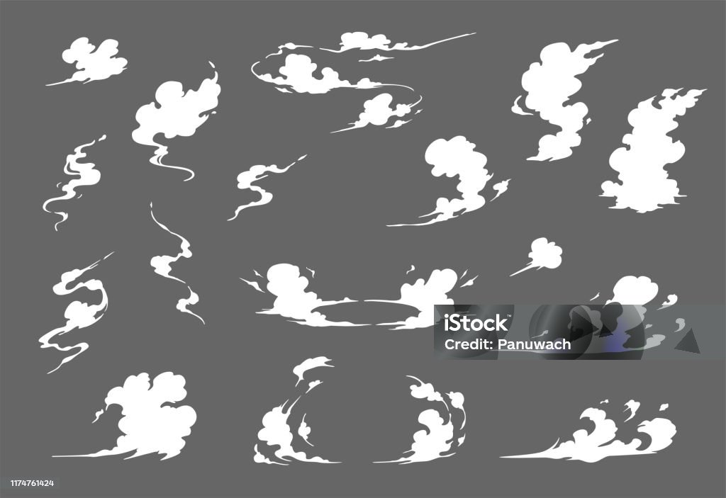 Rök illustration uppsättning för specialeffekter mall. Ånga moln, dimma, rök, dimma, damm eller ånga - Royaltyfri Rök vektorgrafik