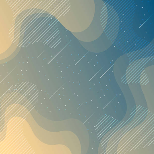 Trendy starry sky with fluid and geometric shapes - Blue Gradient Modern and trendy background. Beautiful starry sky with fluid, geometric and gradient shapes. This illustration can be used for your design, with space for your text (colors used: Orange, Beige, Yellow, Gray, Green, Blue). Vector Illustration (EPS10, well layered and grouped), format (1:1). Easy to edit, manipulate, resize or colorize. dark blue sky clouds stock illustrations