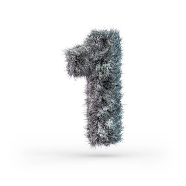 istock Uppercase fluffy and furry gray font. Digit one. 3D 1174766278
