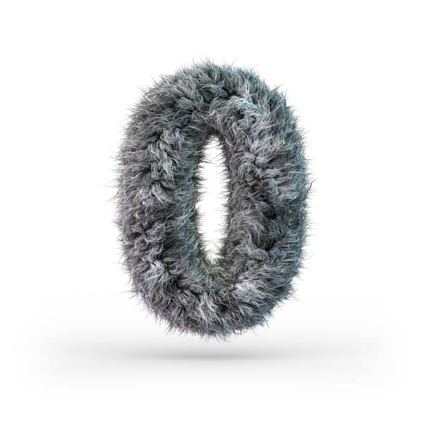 istock Uppercase fluffy and furry gray font. Digit zero. 3D 1174766296