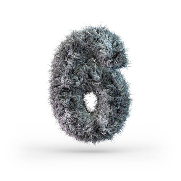 istock Uppercase fluffy and furry gray font. Digit six. 3D 1174766318