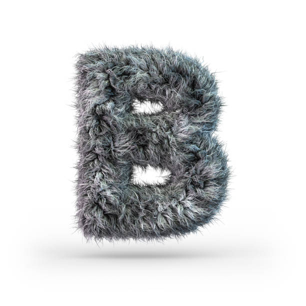 istock Uppercase fluffy and furry gray font. Letter B. 3D 1174766345