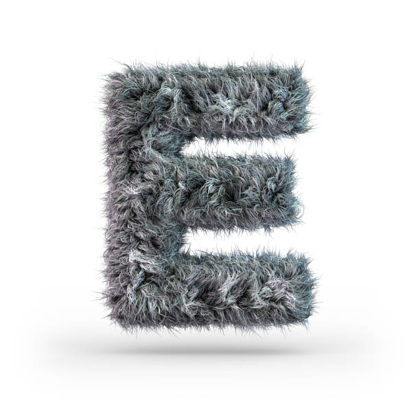 istock Uppercase fluffy and furry gray font. Letter E. 3D 1174766351