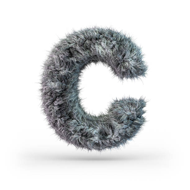 istock Uppercase fluffy and furry gray font. Letter C. 3D 1174766357