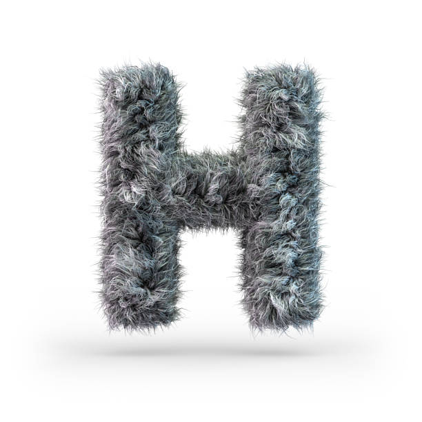 istock Uppercase fluffy and furry gray font. Letter H. 3D 1174766367