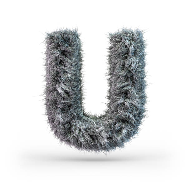 istock Uppercase fluffy and furry gray font. Letter U. 3D 1174766477