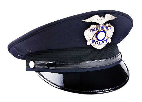 Generic blue police hat with badge.  Usually used for dress uniform.