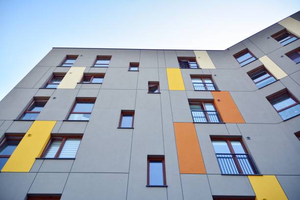 istock Modern apartment buildings on a sunny day with a blue sky. 1174769867