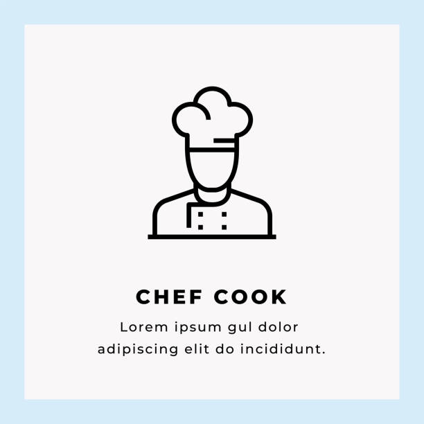 Chef Line Icon stock illustration Chef Line Icon stock illustration on Blue Background chef symbols stock illustrations