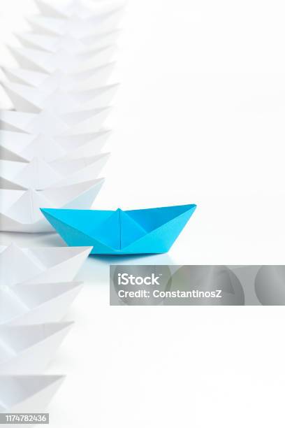 Paper Boat Race Stock Photo - Download Image Now - Leadership, Vertical, Nautical Vessel