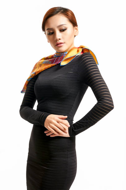 istock Asian beauty in white silk figure with silk scarf 1174782517