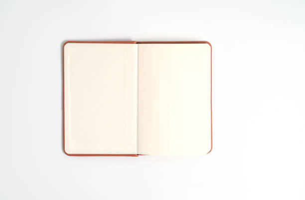istock top view blank orange leather diary on white desk 1174782547