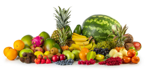 istock Tropical fruits on white 1174783572