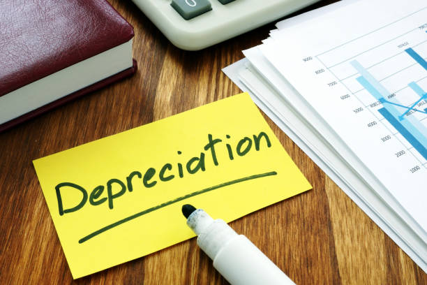 istock Depreciation concept. Stack of business papers. 1174783581