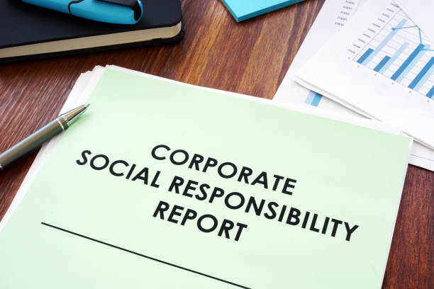 istock Corporate social responsibility report on the table. 1174783758
