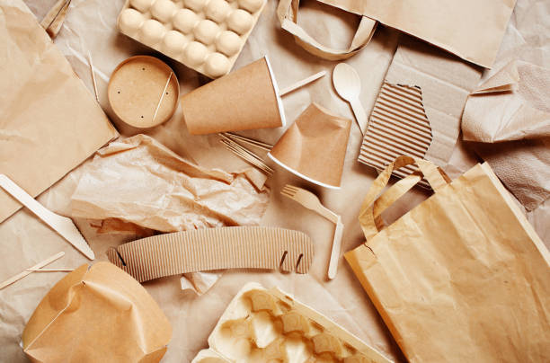 istock Eco-friendly disposable packaging, paper and cardboard waste 1174784875