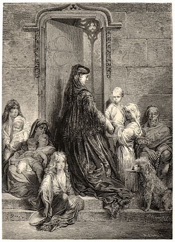 Illustration of a Blessed are the charitable ones by Gustave Dore