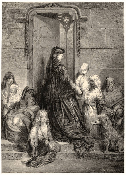 Blessed are the charitable ones by Gustave Dore Illustration of a Blessed are the charitable ones by Gustave Dore alms stock illustrations
