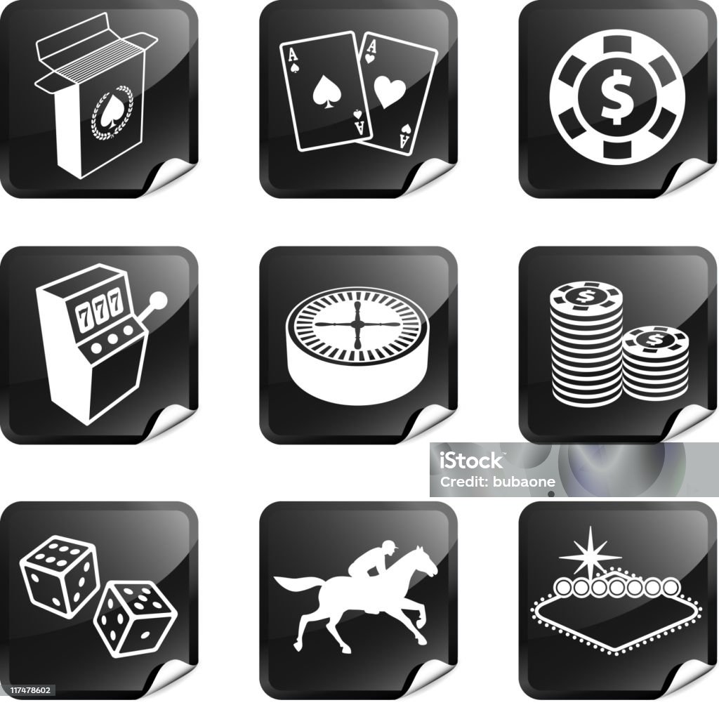 Jeux, Poker et neuf autocollant set de Las Vegas - clipart vectoriel de Icône libre de droits