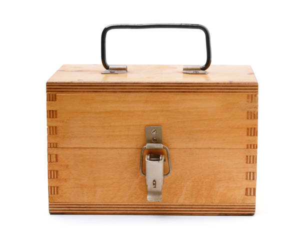 istock Wooden case isolated on white background 1174790508