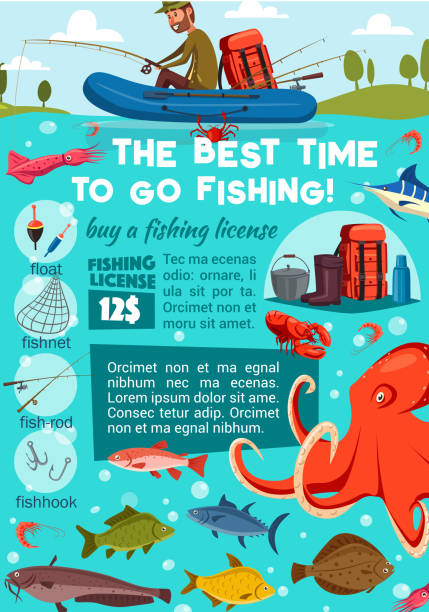 ilustrações, clipart, desenhos animados e ícones de pesca esporte licença, tackle e fisher - catfish fish fishing fishing hook