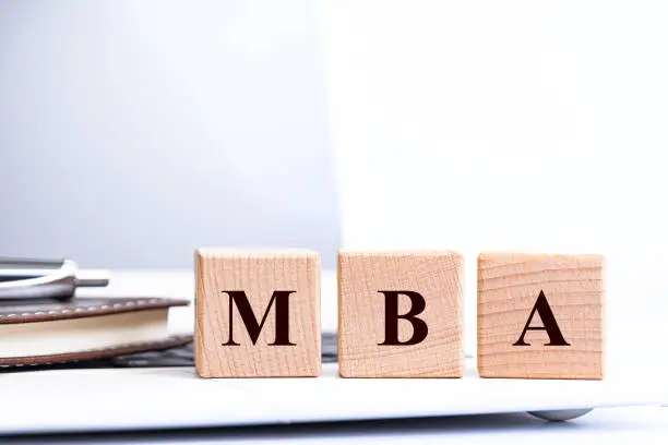 MBA word made with building blocks