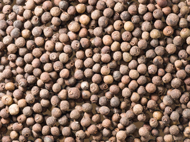 istock Allspice (Jamaica pepper) on a brown wooden background 1174792914