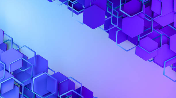 istock 3D Abstract Hexagon, Honeycomb Pattern Background with Purple and Blue Colors 1174794289