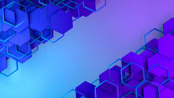 istock 3D Abstract Hexagon, Honeycomb Pattern Background with Purple and Blue Colors 1174794871