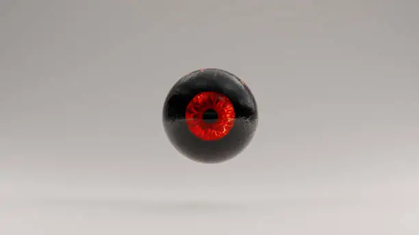 Black Human Eyeball with Red Iris 3d illustration 3d render