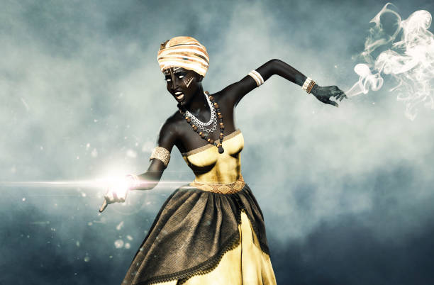 Voodoo queen or Lady shaman,3d illustration for book cover ideas