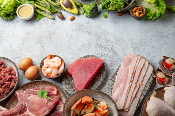 Ketogenic Diet Low Carb Concept Vegetarian And Animal Protein Carb And Fat Sources Healthy Food Background With Copy Space Stock Photo - Download Image Now - iStock Ketogenic Diet Low Carb Concept Vegetarian And Animal Protein Carb And Fat Sources Healthy Food Background With Copy Space Stock Photo - Download Image Now - iStock