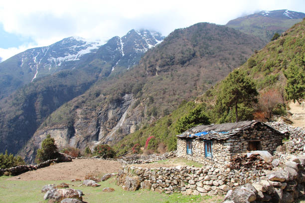 istock stone residential house in Himalayas 1174805343