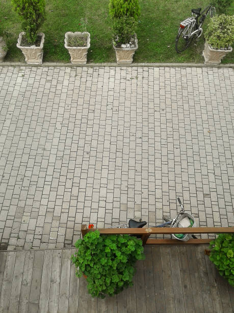 istock Above view of green pedestrian/bicycle area 1174812874