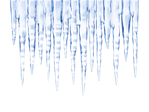 Icicles. Isolated On White. 3D render.