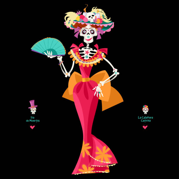 la calavera catrina. elegancka czaszka. dia de muertos (dzień zmarłych). tradycja meksykańska. - catrina stock illustrations